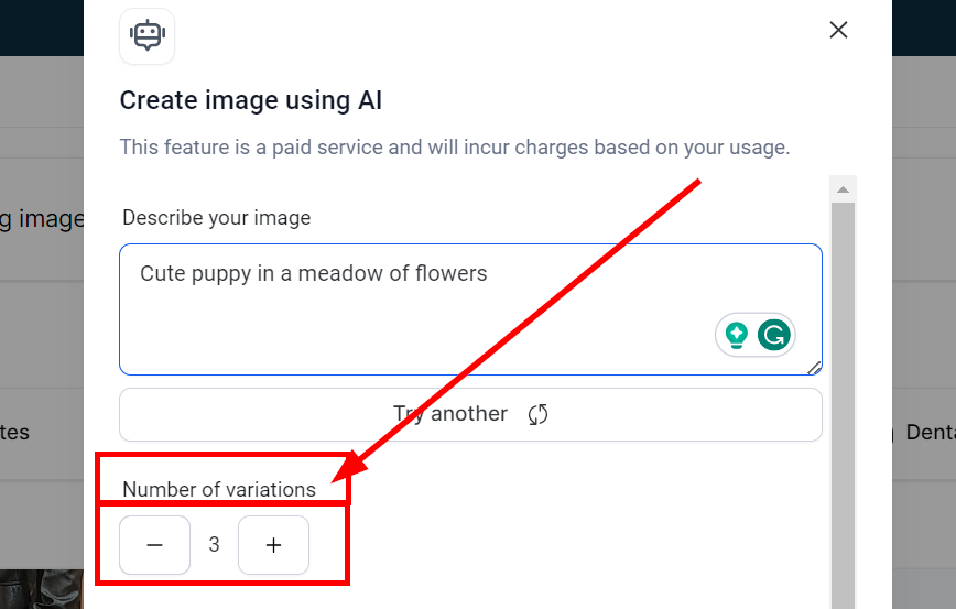 Select number of variation