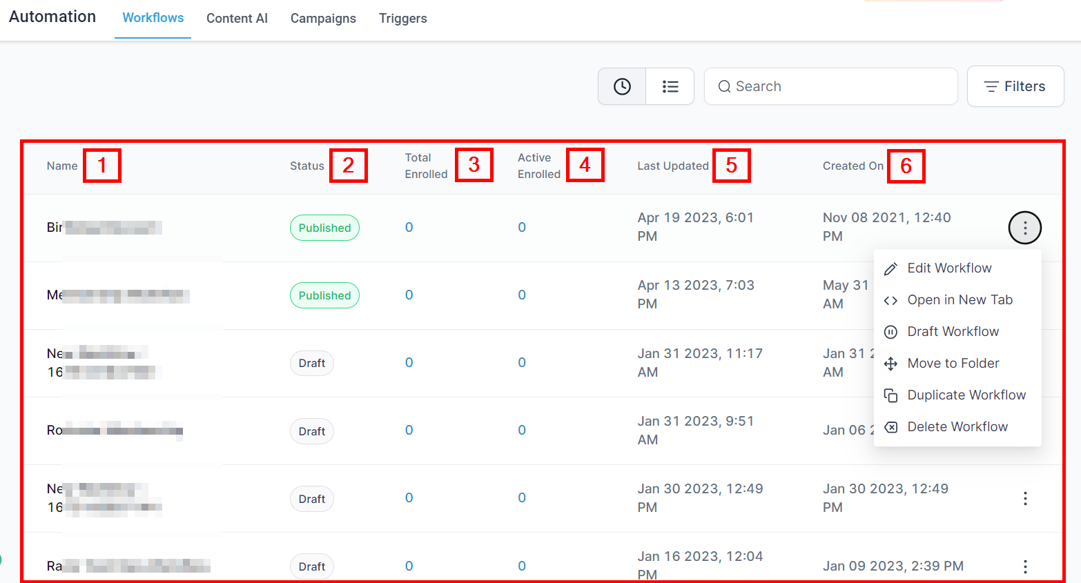 View workflow list