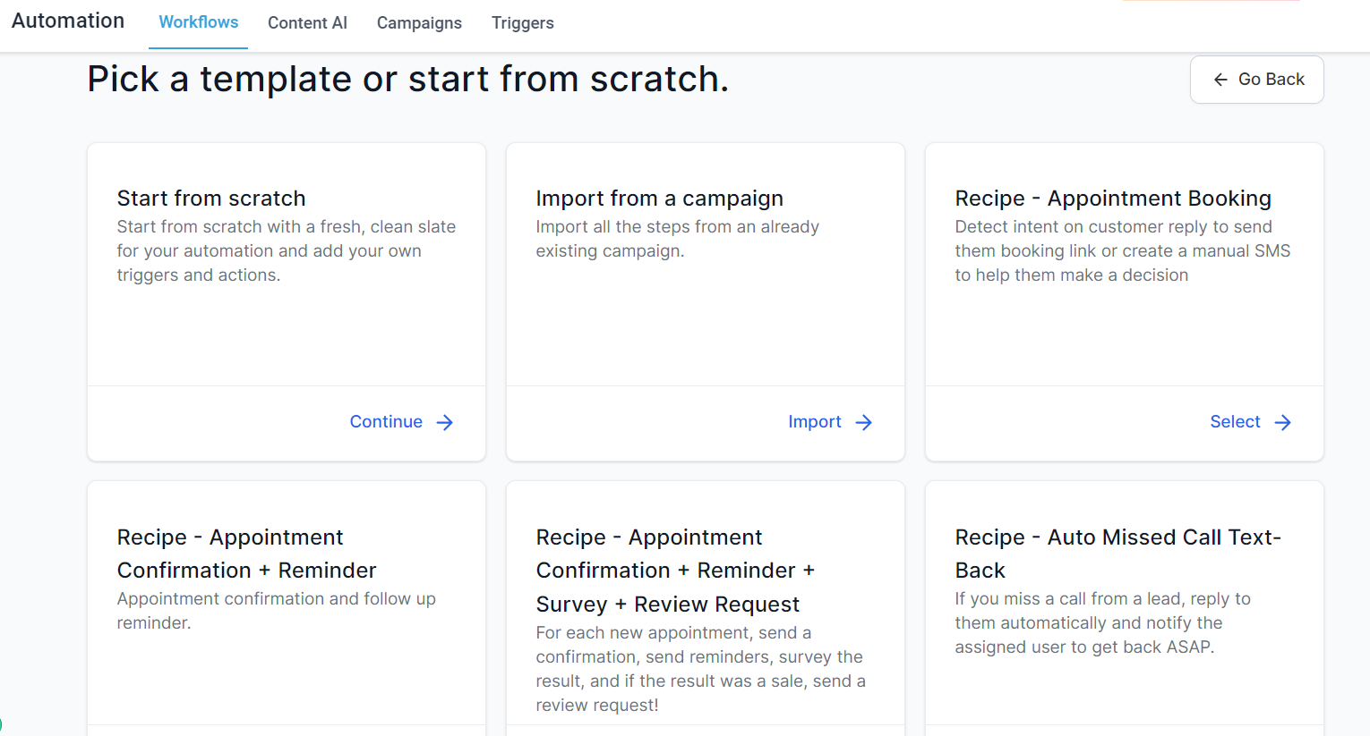 Select a workflow template